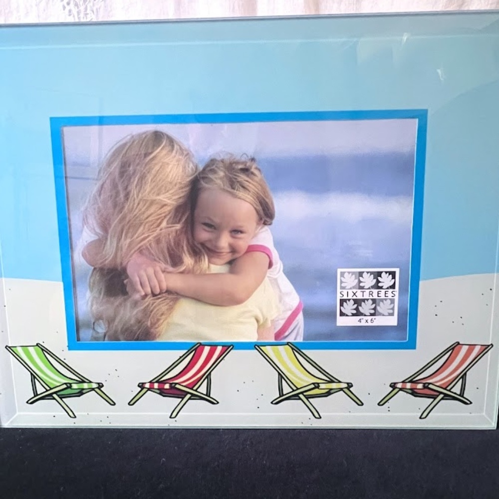 4" X 6" Beveled Glass Beach Chair Picture Frame